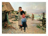 Fisherfolk Returning with Their Nets, 1882 reproduction procédé giclée par Carl Frederic Aagaard