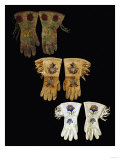 A Pair of Nez Perce Beaded Hide Gauntlet and Two Pairs of Plains Beaded Hide Gauntlets Giclee Print