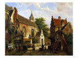 A Street Scene in Delft Giclee-trykk av Joseph Bail