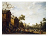 Peasants Merrymaking in a Village Street, 1646 reproduction procédé giclée par Herri Met De Bles