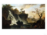 Fishermen by a Waterfall in a Classical Landscape Giclee Print by Herri Met De Bles Fishermen by a Waterfall in a Classical Landscape Giclee Print by Herri Met De Bles