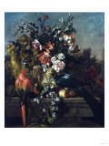 Carnations and Other Flowers with Parrots on a Pedestal Giclee Print by George Wesley Bellows