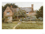 A Surrey Cottage with a Mother and Her Children Giclee Print by Helen Allingham