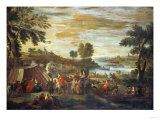 A River Landscape with Festivities and Numerous Figures reproduction procédé giclée par Hendrik Avercamp