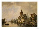 A Continental River Town, 1856 Giclee-trykk av Leon Bakst A Continental River Town, 1856 Giclee-trykk av Leon Bakst
