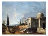 Elegant Figures in Front of a Domed Classical Church, an Obelisk to the Left Giclee Print by Jean Béraud