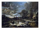 A Winter River Landscape with Figures Playing Golf and Skating reproduction procédé giclée par Jan Brueghel the Elder
