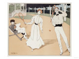 The Tennis Game, 1902 Giclee-trykk av Leon Benigni The Tennis Game, 1902 Giclee-trykk av Leon Benigni