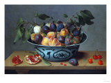 Peaches and Plums in a Blue and White Chinese Bowl, with Other Fruit on a Table Giclee-trykk av Joseph Bail