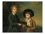 The Bird Nesters: Portrait of Lord Morton and His Brother, Half Length, in a Wooded Landscape, 1769 reproduction procédé giclée par Cristofano Allori