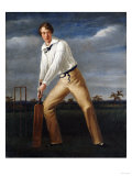 A Cricketer at the Crease Giclee-trykk av John Brett