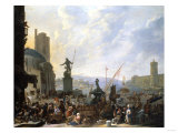 A Capriccio of a Mediterranean Port, with Numerous Figures, 1651 reproduction procédé giclée par Cristofano Allori