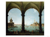 A Portico, with a View of the Bacino, Venice Giclee-trykk av Giovanni Battista Benvenuti