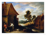 A River Landscape with Peasants Outside a Tavern Giclee-vedos tekijänä Jean Béraud A River Landscape with Peasants Outside a Tavern Giclee-vedos tekijänä Jean Béraud
