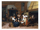 Peasants Eating Waffles in a Tavern on a Feast Day, 1693) Reproduction procédé giclée par Jan Brueghel the Elder
