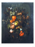 A Bouquet of Fruit and Flowers Hanging from a Nail, in a Niche Giclee-trykk av Sir William Beechey