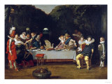 Elegant Figures Feasting in an Arbour reproduction procédé giclée par Eugène Boudin