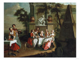 A Musical Company in a Park with a Huzzar and a Lady Dancing, 1745 reproduction procédé giclée par Alfred Thompson Bricher