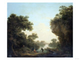 A River Landscape with Anglers and a Ferry Giclee Print by George Wesley Bellows