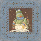 Blue Tin Snowman I Posters by Jo Moulton