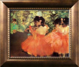 Ballerina in Red Framed Canvas Print by Edgar Degas