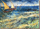 Seascape at Saintes-Maries, c.1888 Stretched Canvas Print by Vincent van Gogh