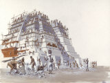 Mayan Laborers Fit and Mortar a Temple's Limestone Blocks Giclee Print by Terry Rutledge