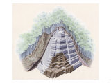Cut Away of a Maya Ziggurat Covered by Soil and Trees Giclee Print by Terry Rutledge