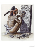 Mayan Artisan Readies a Limestone Stela Used to Record Noble Events Giclee Print by Terry Rutledge