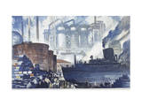 Refinery Turns Petroleum Into Gas for the War Giclee Print by Thornton Oakley