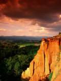 Red Ochre Cliffs Beneath Stormy Sky, Roussillon, Provence-Alpes-Cote d'Azur, France Photographic Print by David Tomlinson