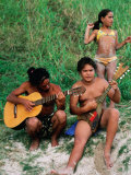 Islanders Playing Music at Anakena Beach, Easter Island, Valparaiso, Chile Photographic Print by Peter Hendrie