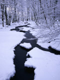 Snow Almost Covering Skaran Creek, Sodersen National Park, Skane, Sweden Photographic Print by Anders Blomqvist
