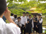 School Kids in front of Kinkaku-Ji Temple, Kyoto, Japan Photographic Print by Greg Elms