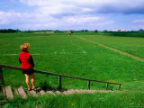 Woman on Ramparts of Viking Ring Fortress, Funen Island, Funen, Denmark Photographic Print by John Elk III