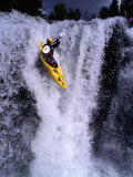 Kayak Flying over Fall One on Store Ula River, Oppland, Norway Photographic Print by Anders Blomqvist