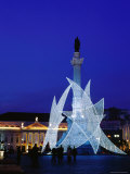 Praca Dom Pedro IV and Teatro Nacional de Dona Maria II at Christmas, Lisbon, Portugal Photographic Print by Brent Winebrenner