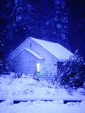 Small, Snow Covered Cabin in Yosemite, California Photographic Print by Thomas Winz