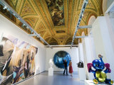 Visitors Viewing Modern Art in the Historic Palazzo Grassi, Venice, Italy Photographic Print by Krzysztof Dydynski