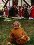 Woman Musicians Performing to Child at Festivitas Middle Ages Festival, Lund, Skane, Sweden Photographic Print by Anders Blomqvist