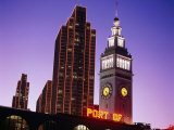 Ferry Building, Financial Buildings, Port of San Francisco Sign at Night, San Francisco, California Photographic Print by Thomas Winz Ferry Building, Financial Buildings, Port of San Francisco Sign at Night, San Francisco, California Photographic Print by Thomas Winz