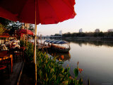 Open-Air Restaurant on River, Chiang Mai, Thailand Photographic Print by Alain Evrard
