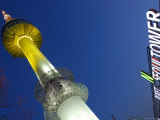 Seoul Tower with Sign at Dusk, Namsan, Seoul, Seoul, South Korea Photographic Print by Anthony Plummer