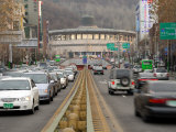 Traffic in Front of Seoul Arts Centre, Seoul, South Korea Photographic Print by Anthony Plummer