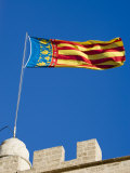 Valencian Flag Flying from Torres de Serranos, Central, Valencia, Spain Photographic Print by Greg Elms