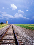 Railroad Tracks and Approaching Thunderstorm, Amarillo, Texas Photographic Print by Holger Leue