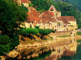Village Reflections in Dordogne River, Evening, La Roque Gageac, Aquitaine, France Photographic Print by David Tomlinson