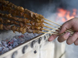 Cooking Lamb Kebabs, Uighur Restaurant, South Shanghai, China Photographic Print by Greg Elms