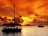 Moored Yachts at Sunset, Tortola, Virgin Islands Photographic Print by John Elk III