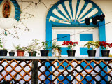 Flowerpots and Painted Doorway on a Balcony, Mexico Photographic Print by Richard Cummins Flowerpots and Painted Doorway on a Balcony, Mexico Photographic Print by Richard Cummins